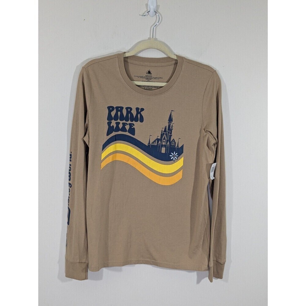 Nwt Walt Disney World Park Life Castle Womens Long Sleeve Tan Shirt Sz S
